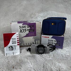 Canon Sure Shot 105 Zoom S Date 35mm Point & Shoot Film Camera W/ Box Manual